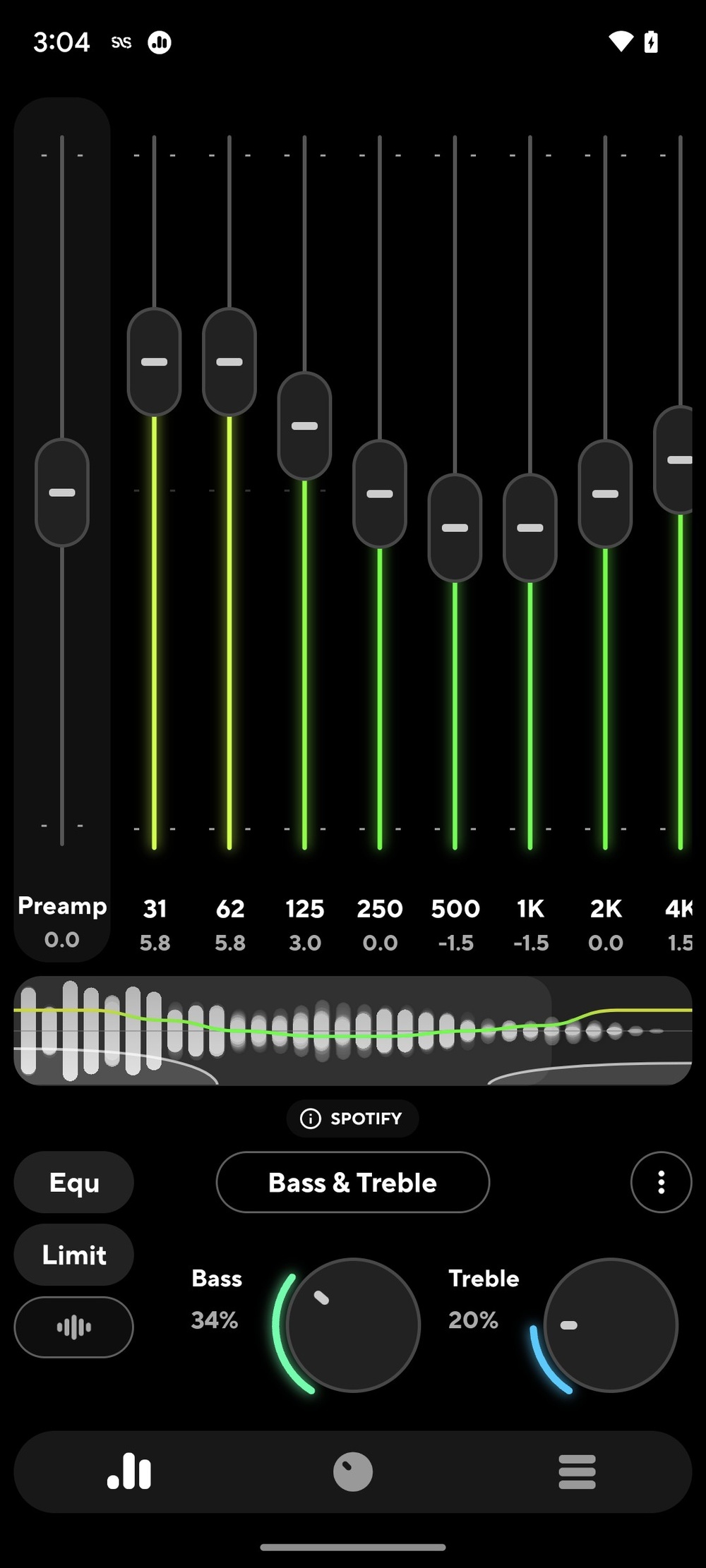 A screenshot of Poweramp Equalizer on Android.