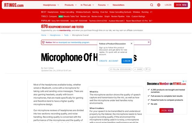 How Headphone Microphones Are Evaluated