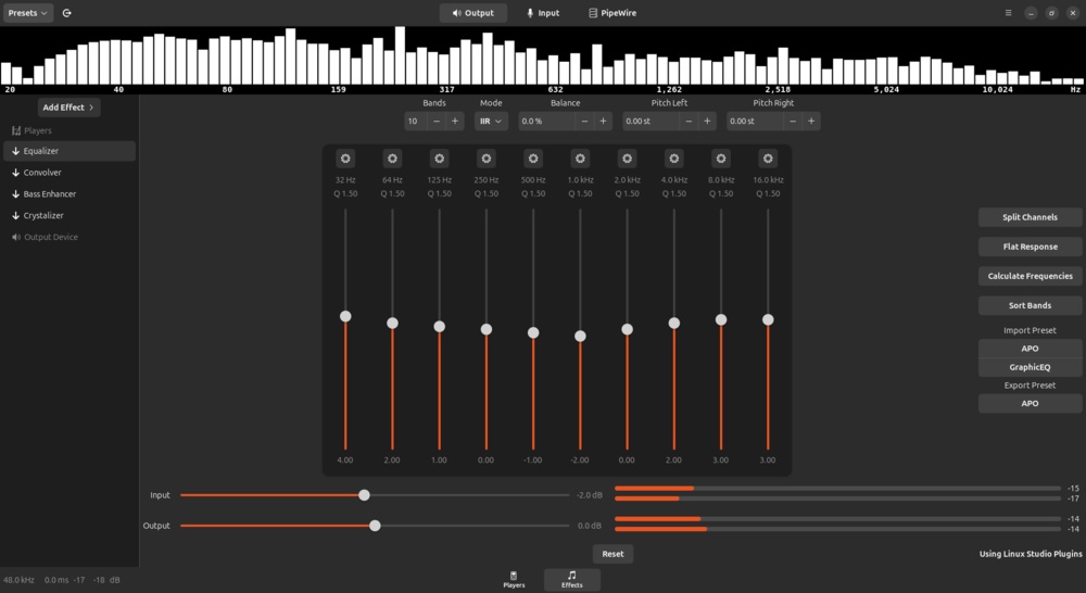 EasyEffects is part of PipeWire on Linux, and includes an EQ.