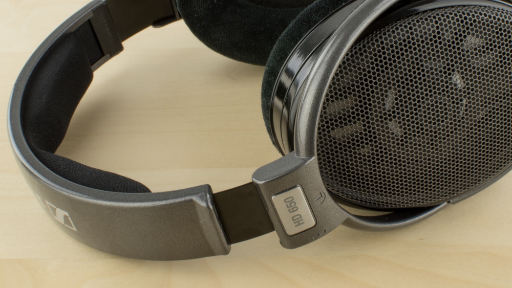 The perforated grilles of the Sennheiser HD 650, one of the most famous pairs of open-back headphones.