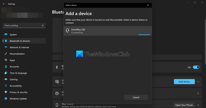 Add a bluetooth device Windows